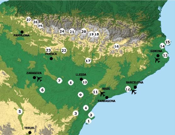 Birding Sites and Itineraries in North-east Spain - Detailed Map