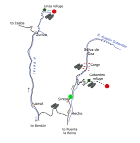 The Hecho Valley Itinerary Map