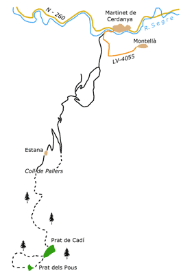 Serra del Cadí, Coll de Pal Itinerary Map